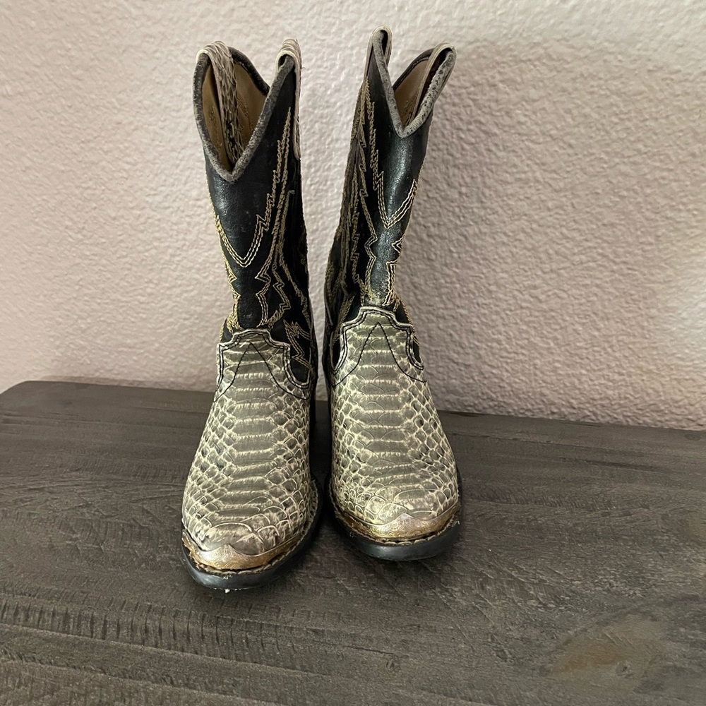 Laredo Snakeskin Cowboy Boots with Black Accents